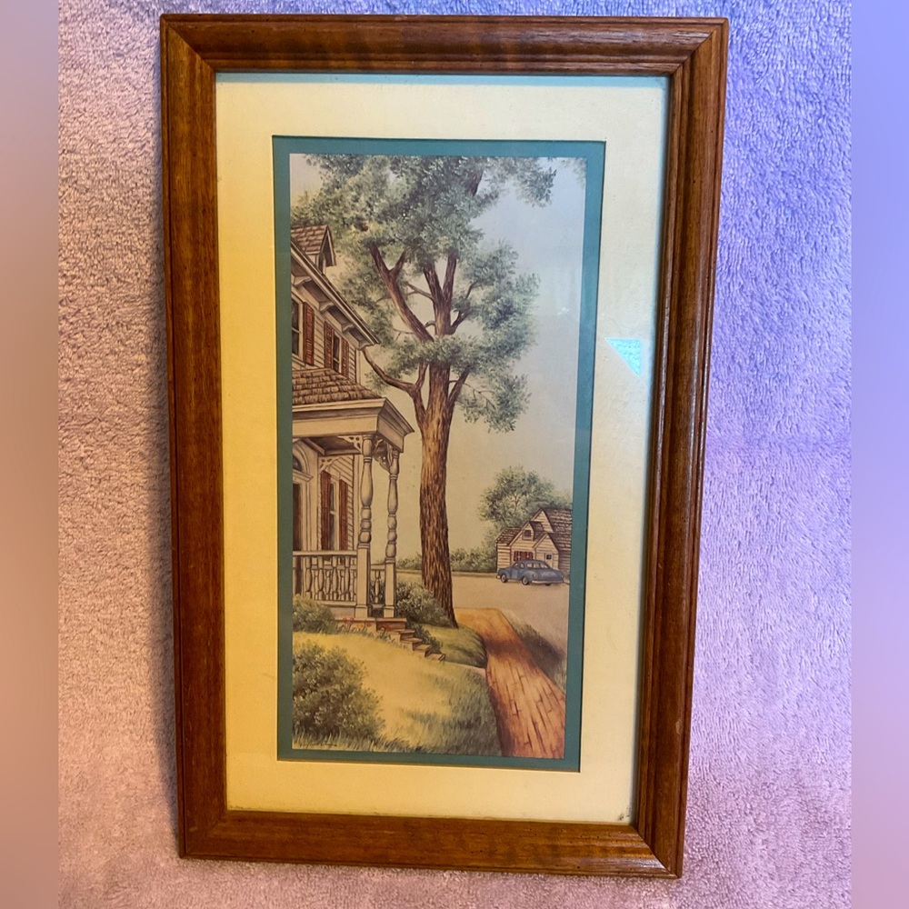 Kay Lamb Shannon Vintages Print. Country Home Porch. 13x8.Framed